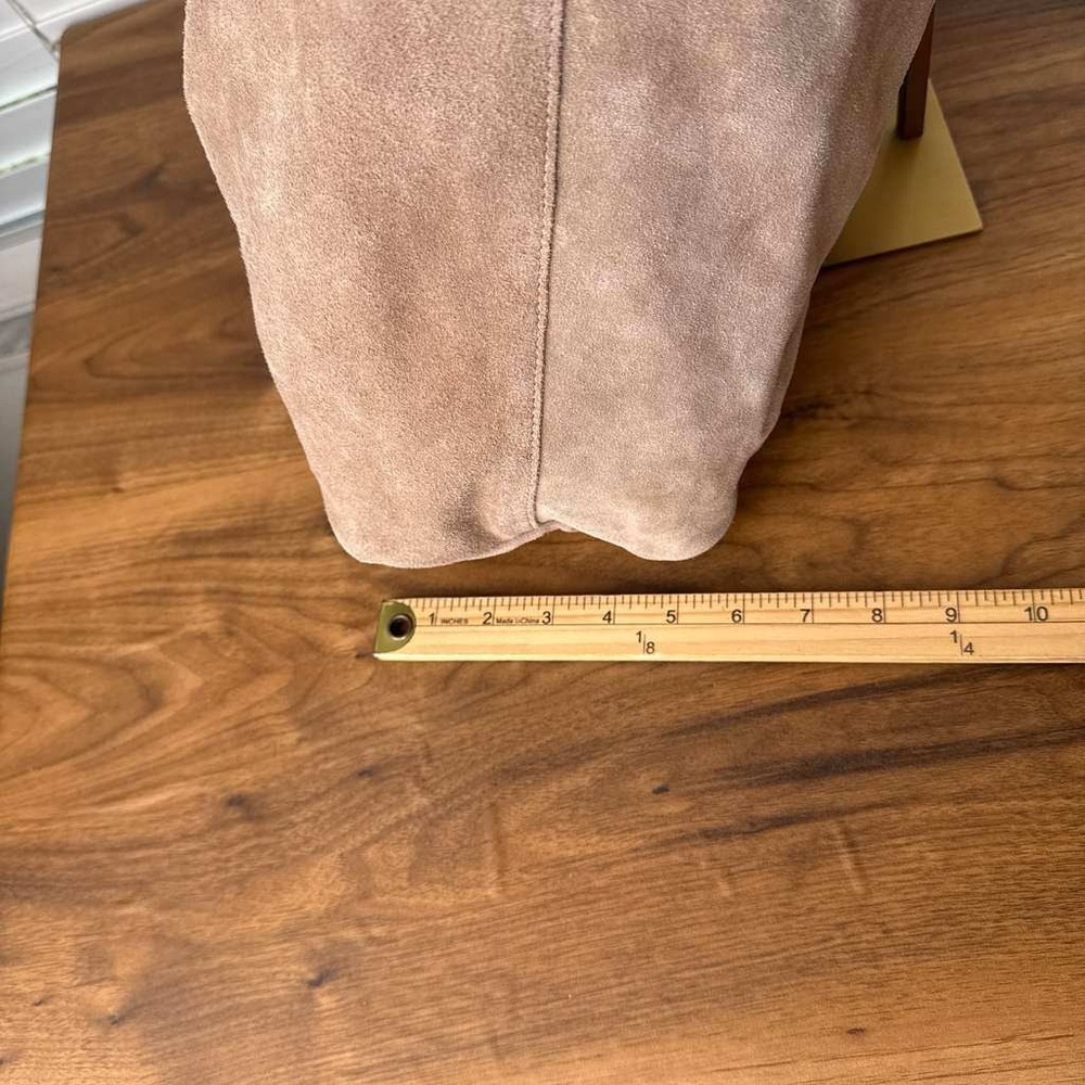 Haute Hippie Tan Suede Boho Slouchy Hobo Shoulder Bag Handbag Whipstitch Detail - Picture 8 of 16